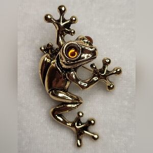New Gold-tone Tree Frog Brooch / Pin